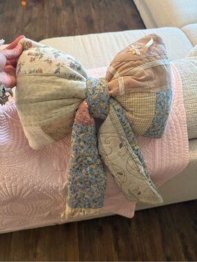 Handmade Quilted Patchwork Fabric Bow- Pastel Floral